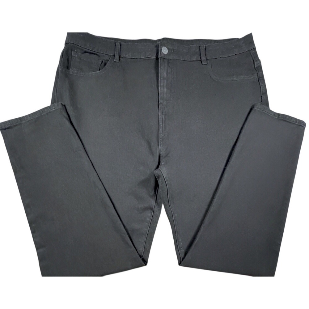 Womens Black Straight Leg Jeans Size 20 4XL Stretch Denim Pants High Rise Comfy